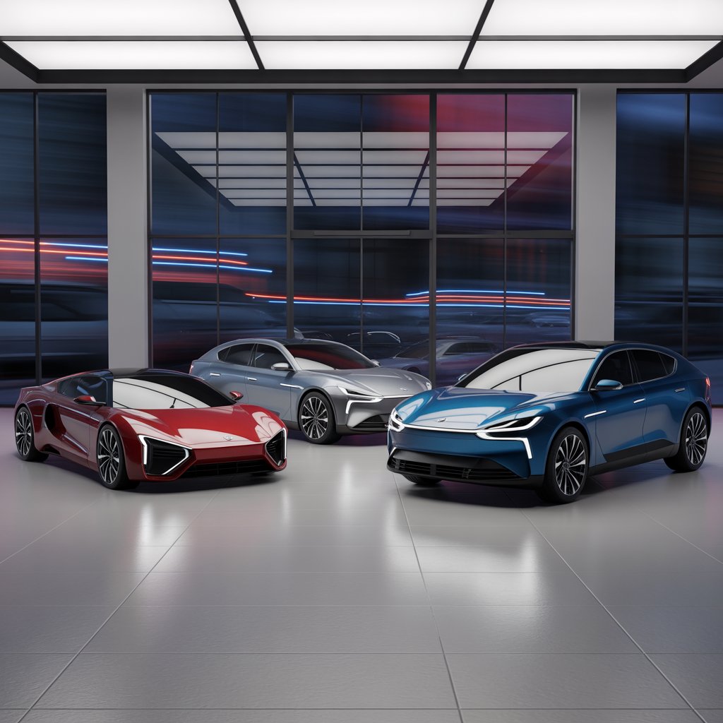 three luxury cars