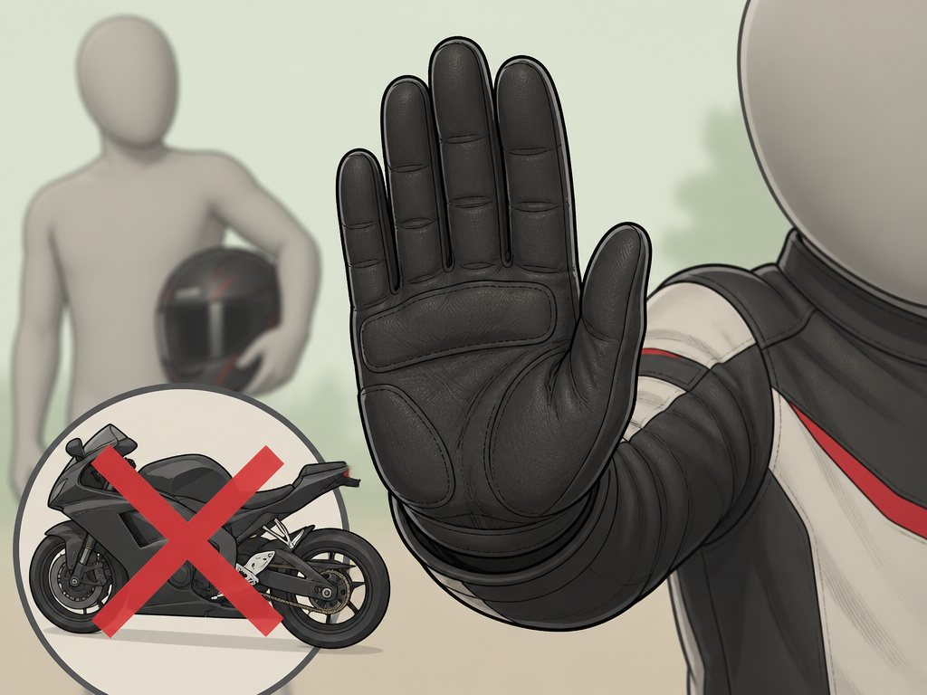 Motorcycle rider refusing to carry a passenger on unsuitable sport bike