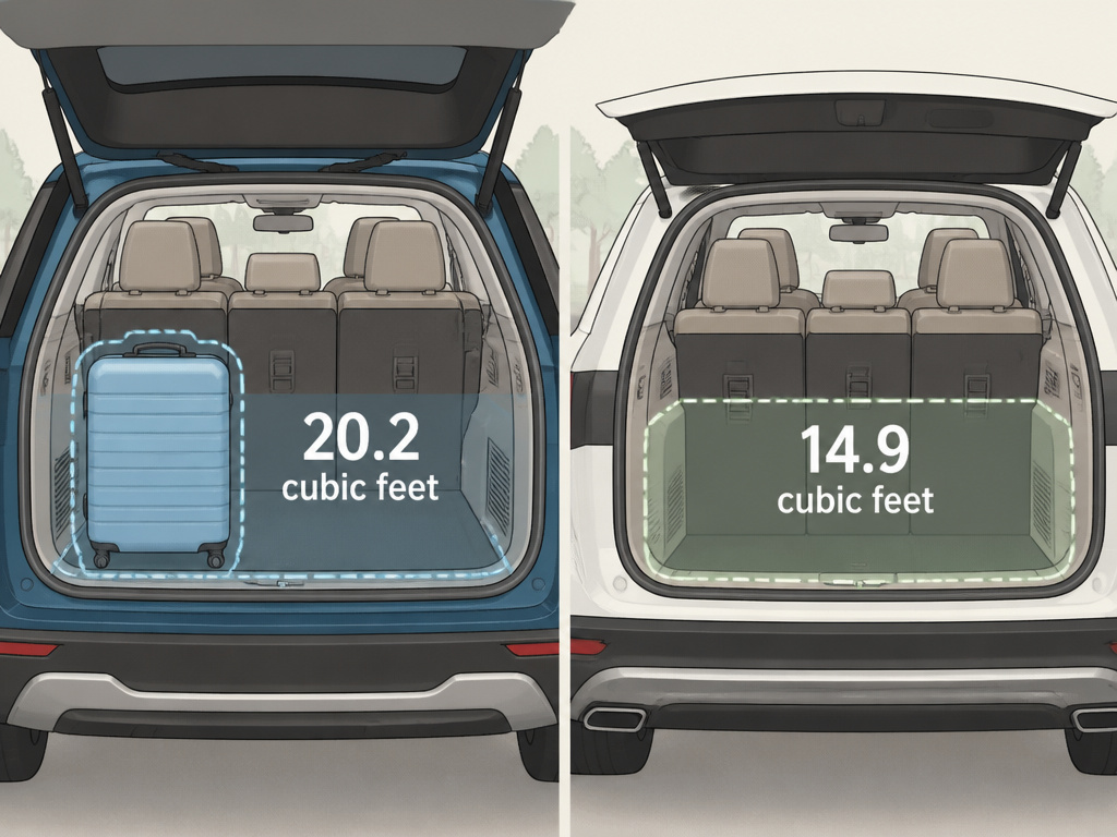 Kia EV9 vs Mazda CX-90 PHEV cargo space with three rows up comparison