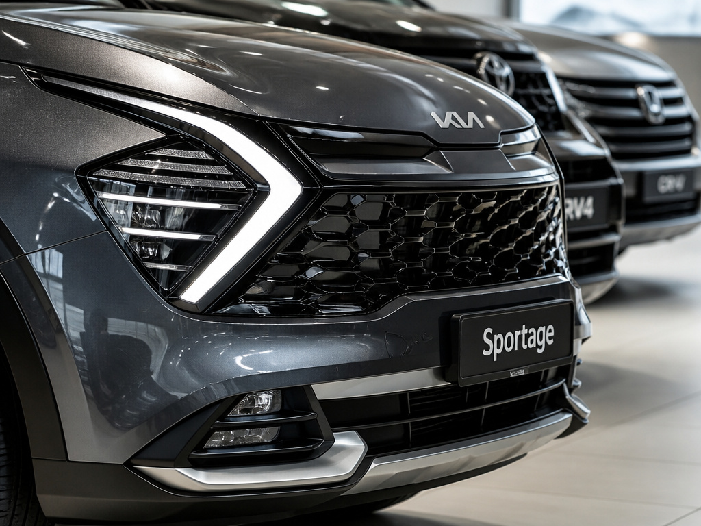 Kia Sportage front design compared to rival compact SUV models.