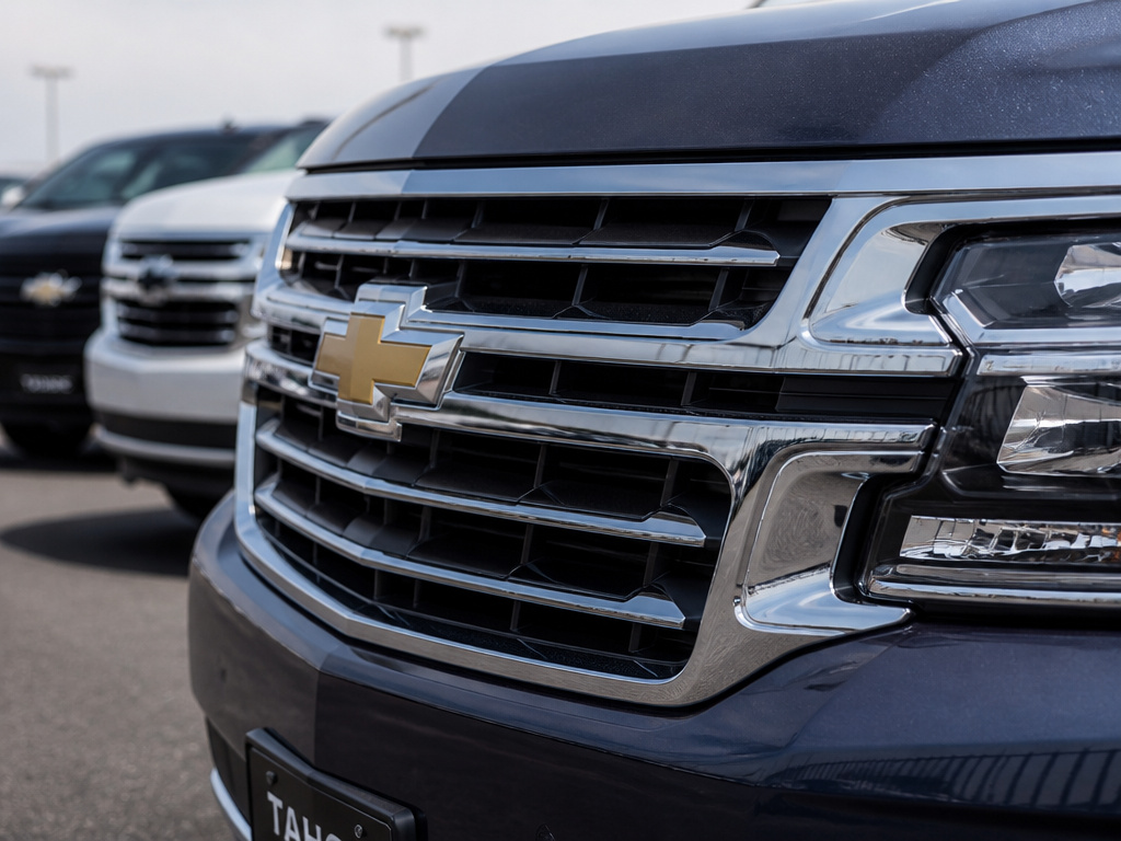 Chevrolet Tahoe front grille and emblem compared to rival full-size SUVs