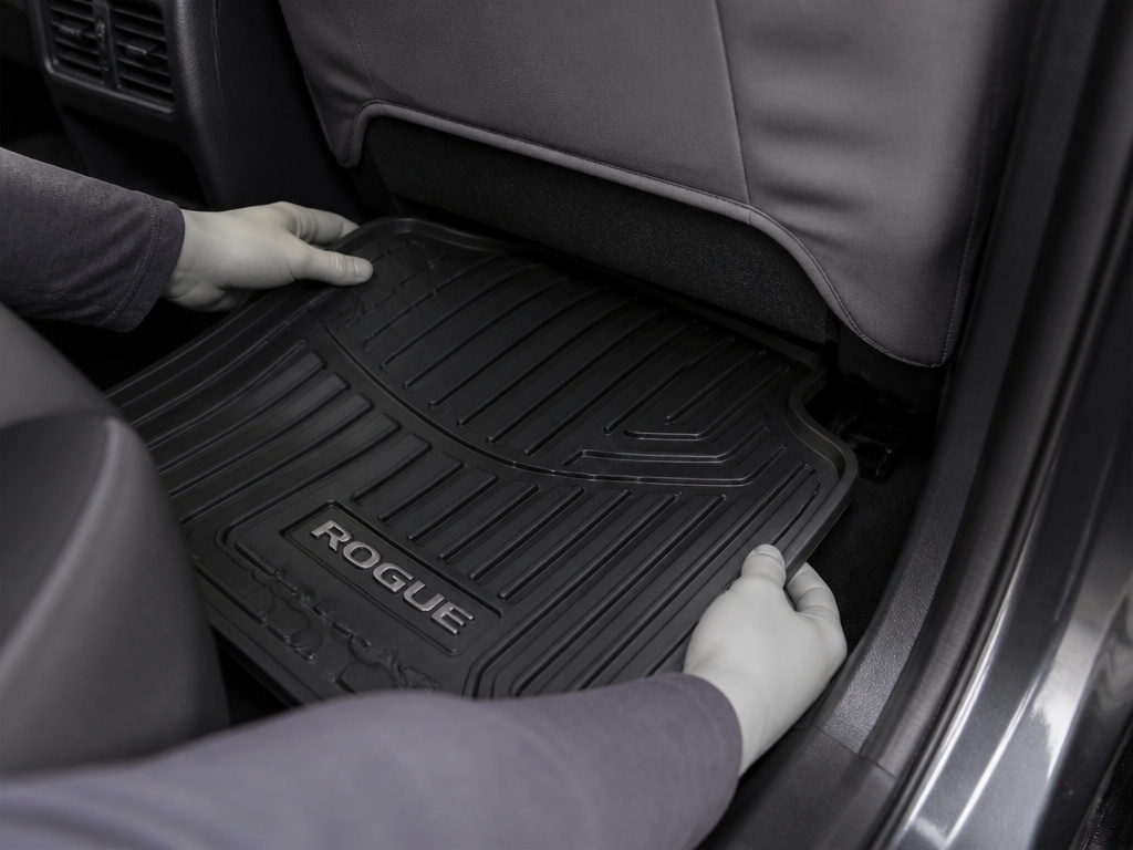 Installing all-weather floor mats and seat covers in a Nissan Rogue SUV