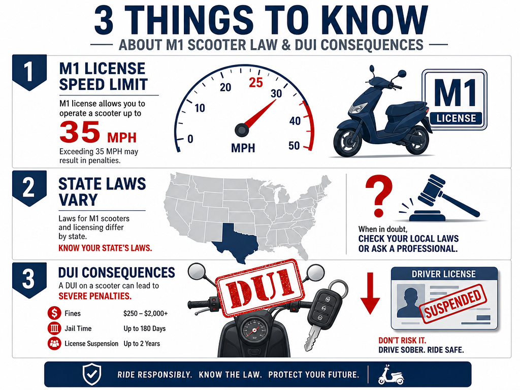 Infographic showing three situations requiring a license for electric scooters.