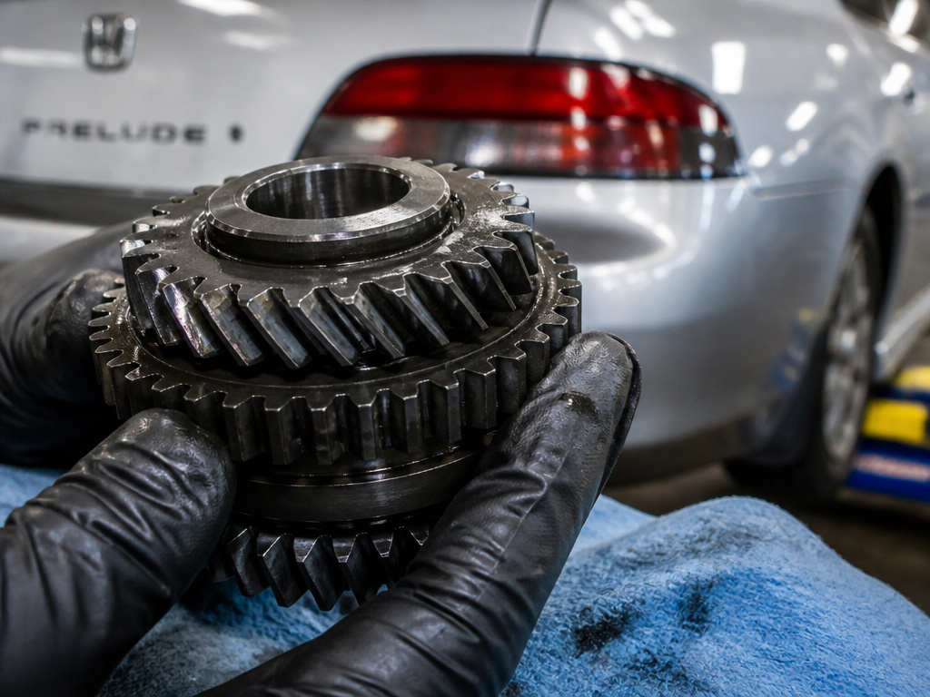 Close-up of a worn Honda Prelude 5th gear set needing repair