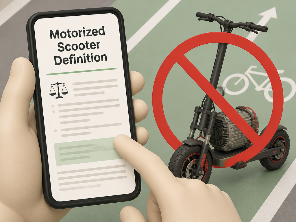 Legal document defining a prohibited motorized scooter on a bike lane.