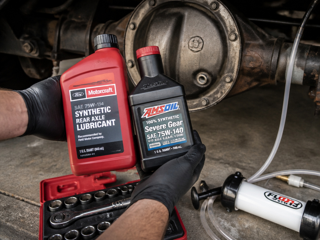Choosing OEM or synthetic differential fluid for a truck maintenance task.