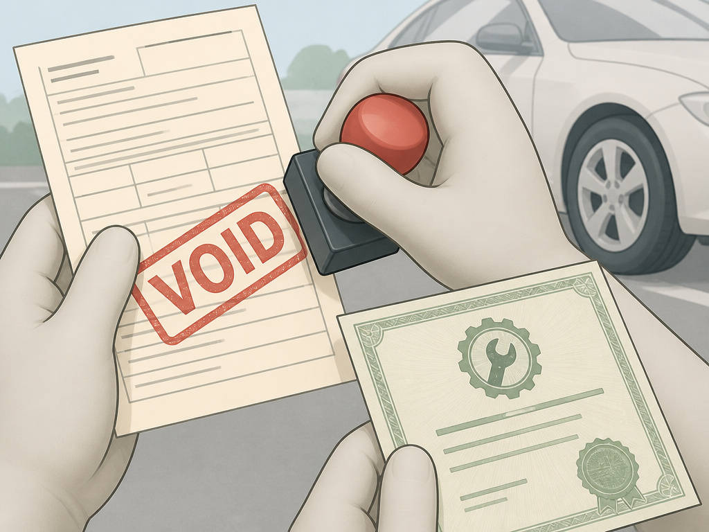Traffic ticket for bald tires being voided after compliance
