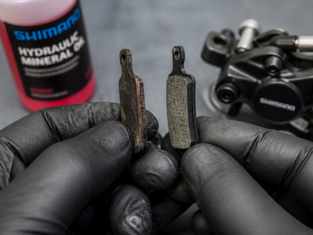 Comparison of worn versus new bicycle brake pads for hydraulic disc system