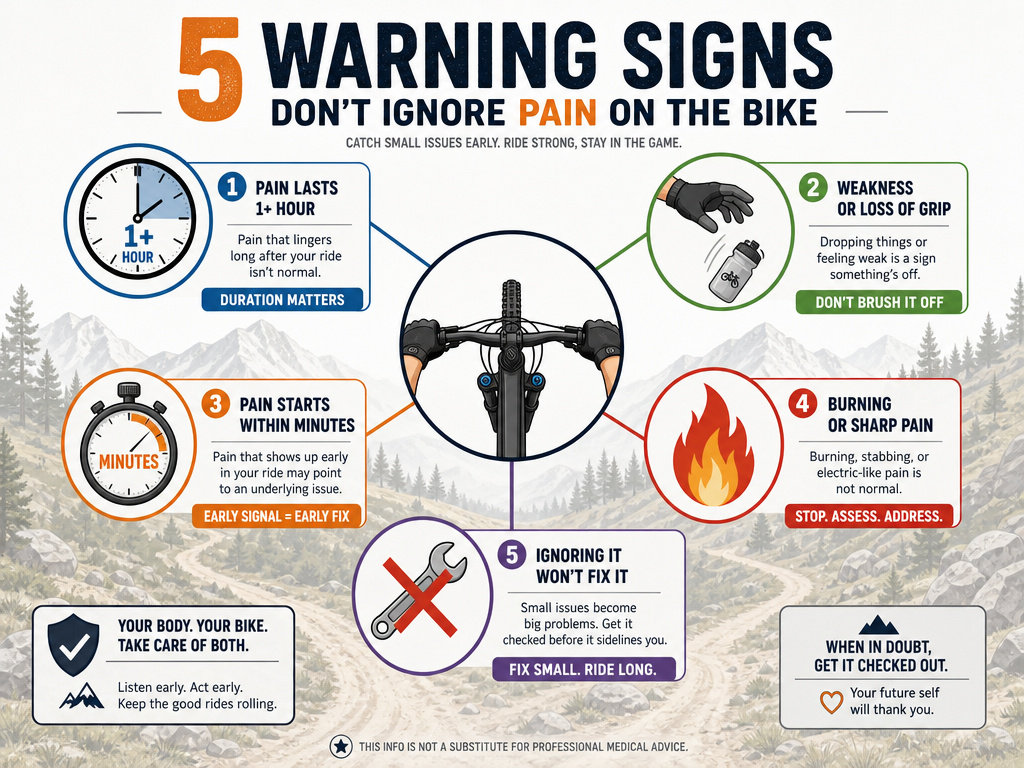 Warning signs for when to seek medical help for cycling hand numbness.